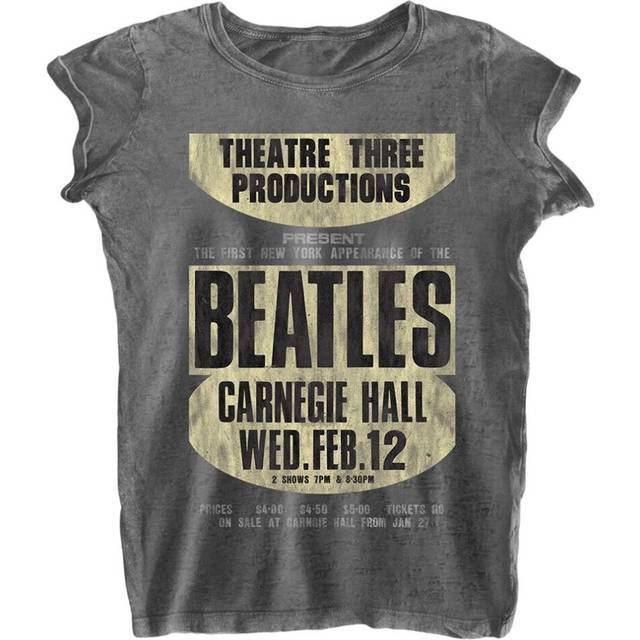 (S, Charcoal Grey) The Beatles Womens/Ladies Carnegie Hall Burnout T-Shirt