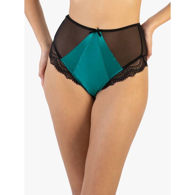 Melda Teal Satin And High Waist Brief 24