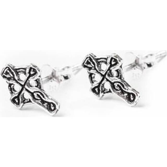 Sterling silver stud earrings 925 small celtic cross wiccan - 81stgeneration
