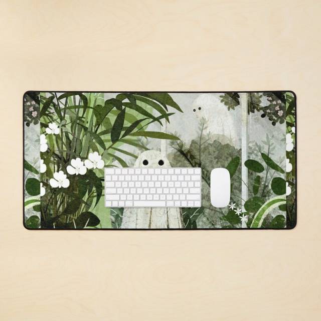 Desk Mat There's A Ghost in the Greenhouse Again Large Gaming Mouse Pad 35x16 inch