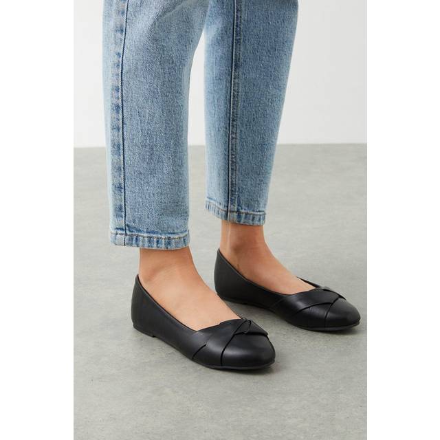 Womens Wide Fit Paige Wrap Detail Ballet Pumps - Black - 7