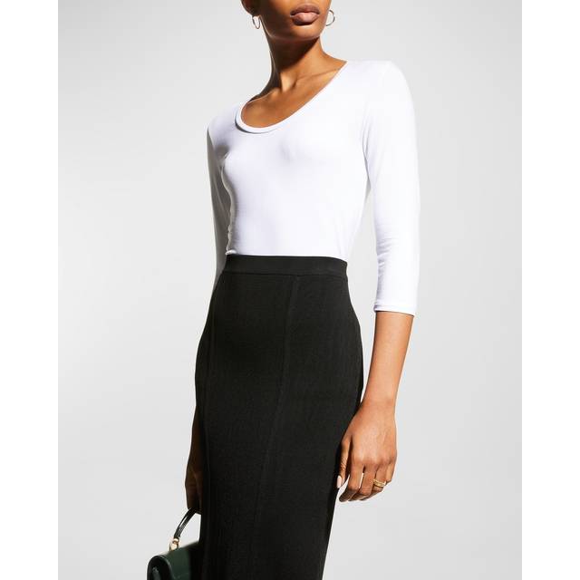 Soft Touch 3/4-Sleeve Scoop-Neck Tee - BLANC - 4 (Large)