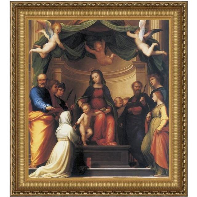 Mystic Marriage Of Saint Catherine Framed Canvas Replica Painting: Small