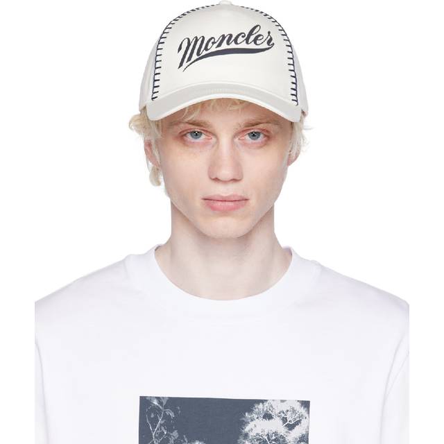 Moncler White Printed Cap - 034 WHITE - UNI