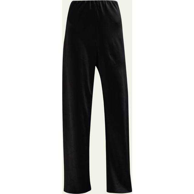 Fluid Bias-Cut Crushed Satin Pants - BLACK - X-Small