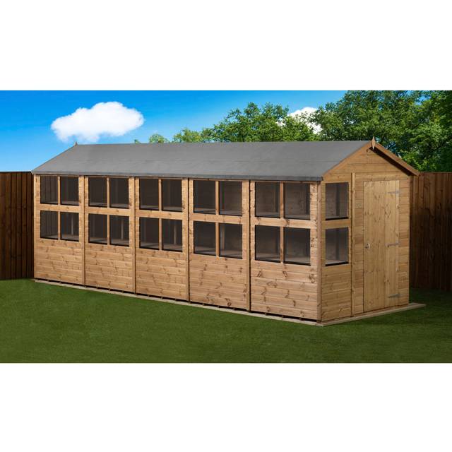 Empire Sheds 6 x 20ft Tongue and Groove Apex Potting Garden Shed - Brown