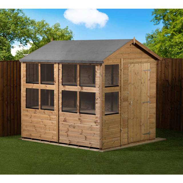 Empire Sheds 6 x 8ft Tongue and Groove Apex Potting Garden Shed - Brown