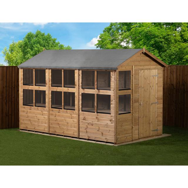 Empire Sheds 6 x 12ft Tongue and Groove Apex Potting Garden Shed - Brown