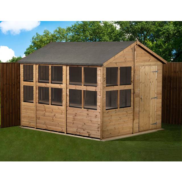 Empire Sheds 8 x 8ft 2 Door Dipped Treated Tongue and Groove Apex Potting Shed - Brown