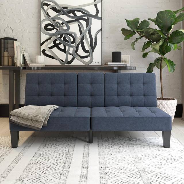 Dorel Adalynn Convertible Futon Blue Linen, Blue