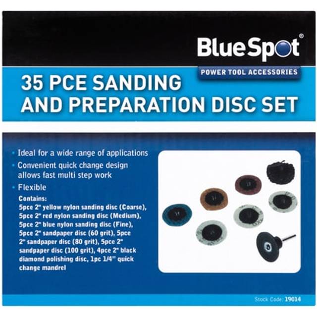 BlueSpot Sanding Pads Set Type r Roll Lock Roloc Discs 2' 50mm Fits Power Drill