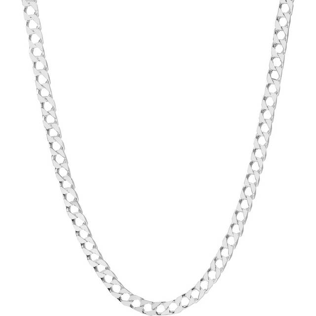 John Greed Signature Silver Square Curb Chain Necklace - silver