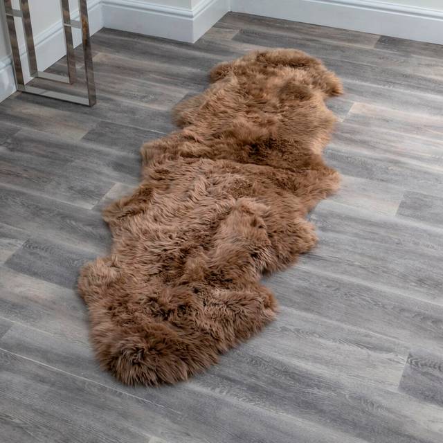 Native Natural Double Light Brown Sheepskin Rug, Brown