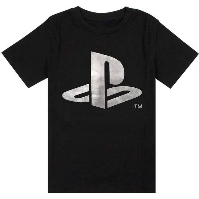 (7-8 Years, Black) Playstation Boys Logo Foil T-Shirt