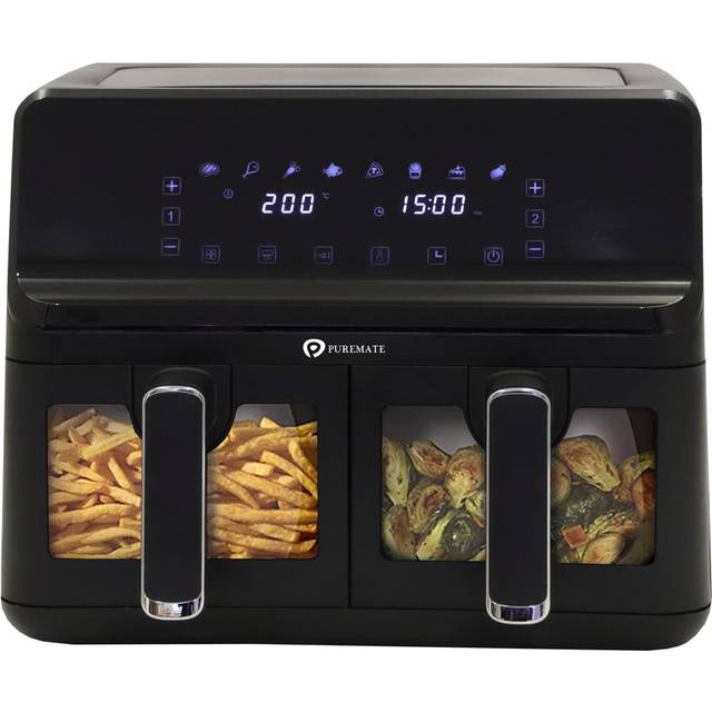 PureMate 8L Dual Air Fryer with Digital Display,  Oil Free 2500W