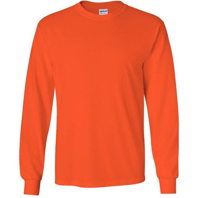 Gildan Ultra Cotton Adult Long Sleeve T Shirt 2400 Orange 2XL Colour: