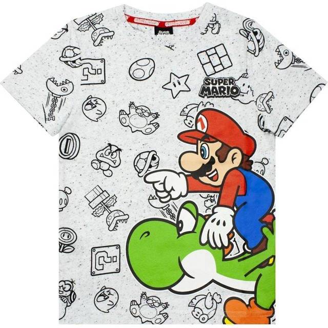 (9-10 Years, Grey) Super Mario Boys Yoshi Marl T-Shirt