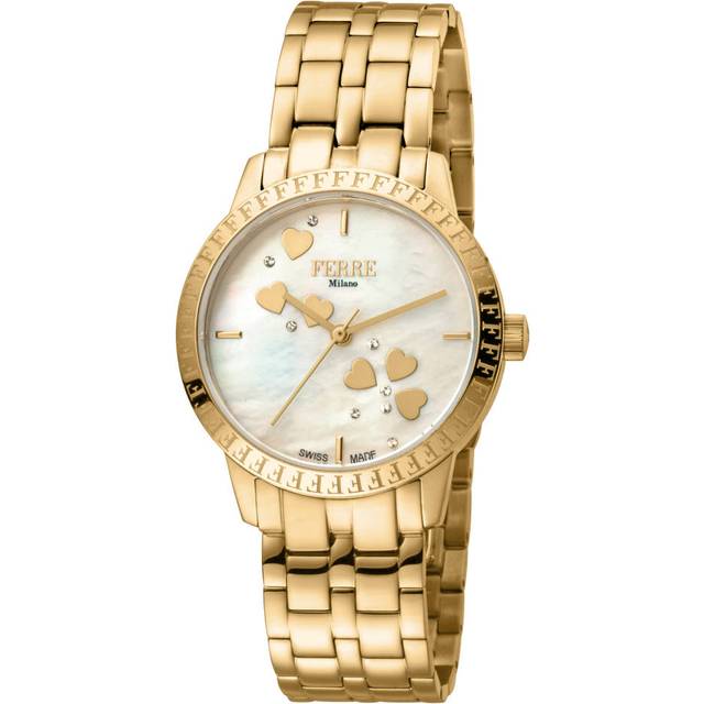 Ferre Milano Womens Ladie's Champagne Mother of Pearl Dial GP Stainless Steel Watch - Gold - One Size