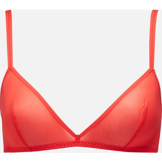 Calvin Klein Unlined Nylon-Blend Triangle Bralette - XS - Orange