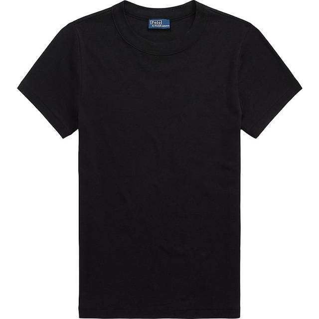 Slim Fit Ribbed Cotton Tee - POLO BLACK - Large