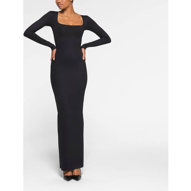 SKIMS Black SKIMS Body Long Sleeve Long Slip Maxi Dress - Onyx - XL