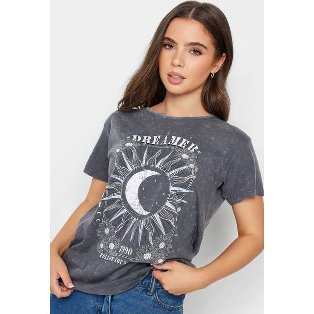 Womens Petite 'Dreamer' Slogan T-Shirt - Grey - 8