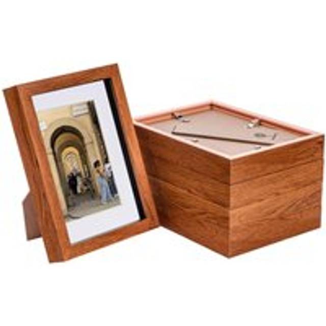 3D Box Photo Frames with 4&#34; x 6&#34; Mounts - A5 (6&#34; x 8&#34;) - Dark Wood