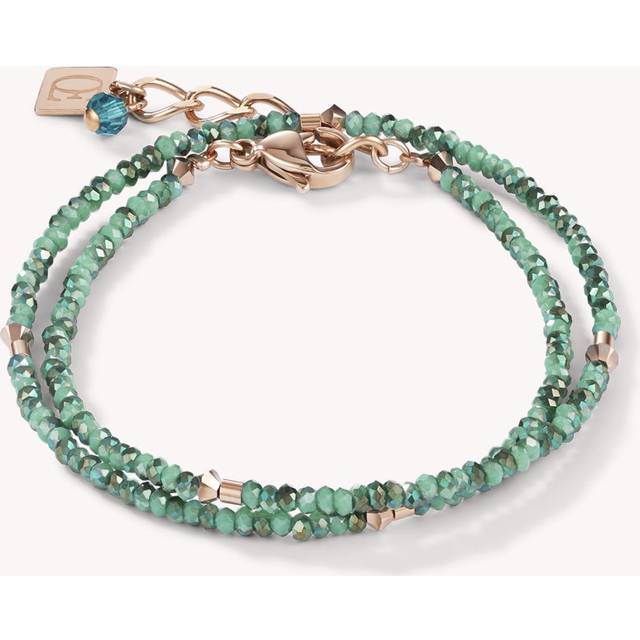 Coeur De Lion Crystal Rose and Petrol Wrap-around Bracelet - Rose,Blue,Green - 16-36 cm - 16cm when wrapped, plus 3cm extension chain