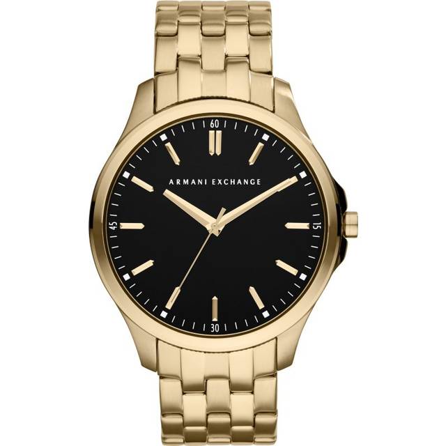 Armani Exchange Men's Black Dial Gold-Plated Bracelet Watch