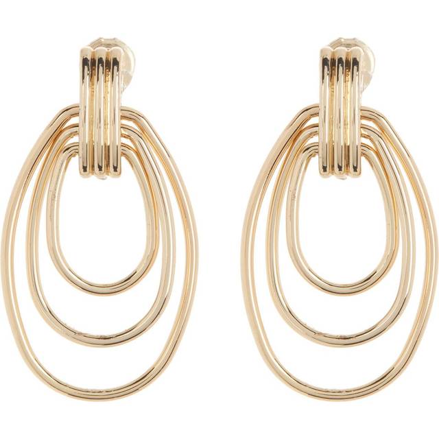 Anne Klein Women's Three-Row Doorknocker Drop Earrings in Gold Tone size 1.5"