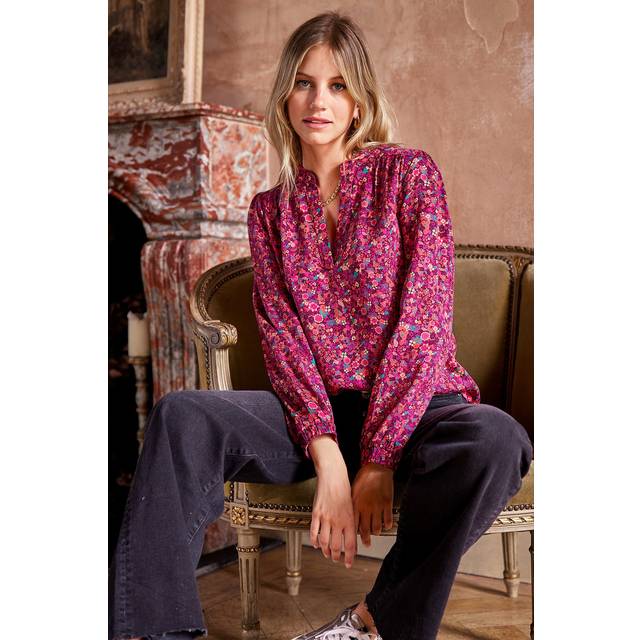Olivia Blouse | Ditsy Burgundy