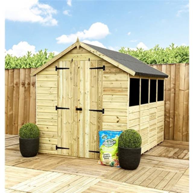 Tobergill 24 ft. W x 11 ft. D Solid Wood Garden Shed - Natural (335.28cm W X 288cm D X 243.84cm H)