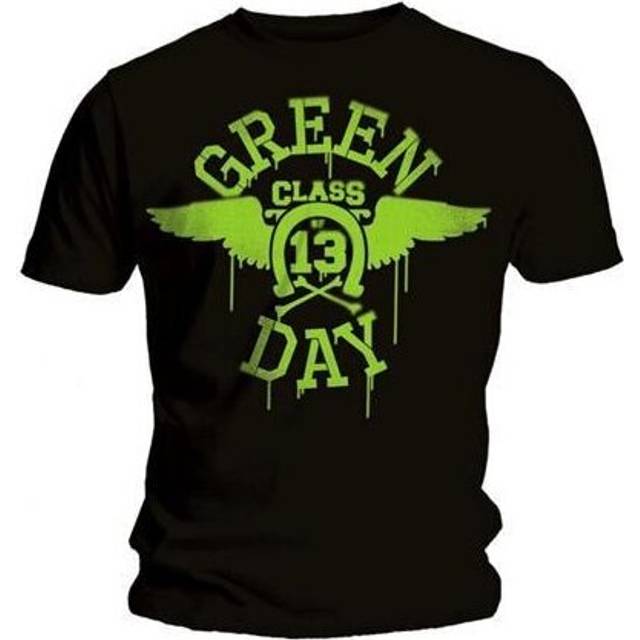 (S, Black/Green) Green Day Unisex Adult Neon T-Shirt