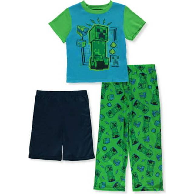 Minecraft Overworld Trouble 3 Piece Boys Sleep Set - Green&#47;Blue (10)