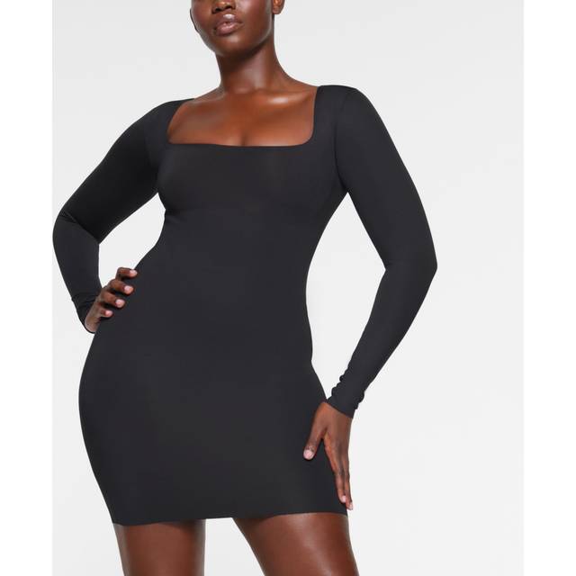 SKIMS Black SKIMS Body Long Sleeve Slip Minidress - Onyx - L