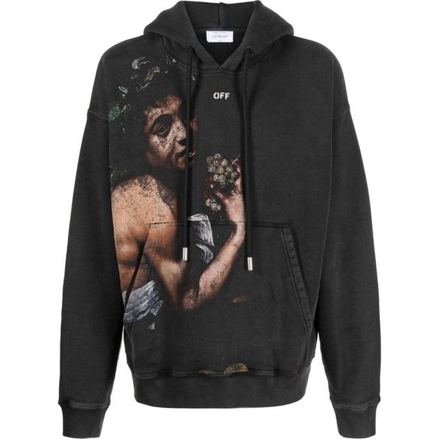 Off-White Mens Bacchus Black Skate Hoodie - Size Large