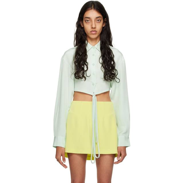 Christopher Esber Blue Cropped Shirt - Mint - AU 6