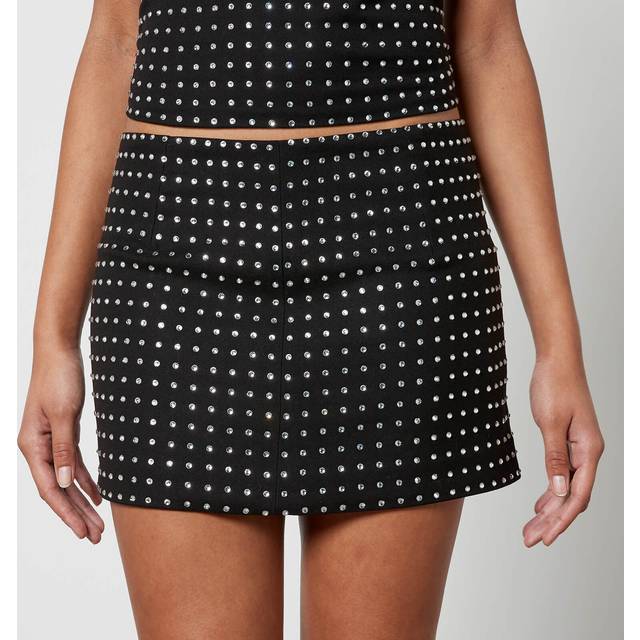 De La Vali Isidora Diamante-Embellished Twill Mini Skirt - UK 8 - Black