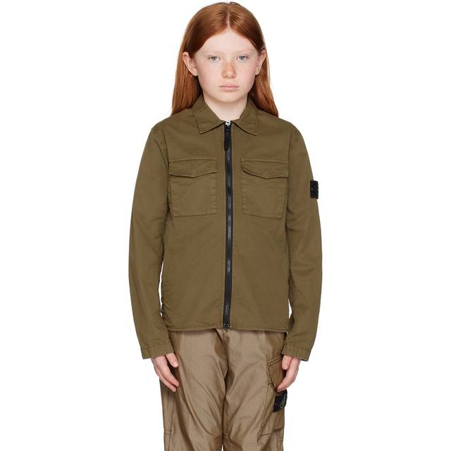 Stone Island Junior Kids Khaki Zip Jacket - V0154 - Military Gre - 3Y