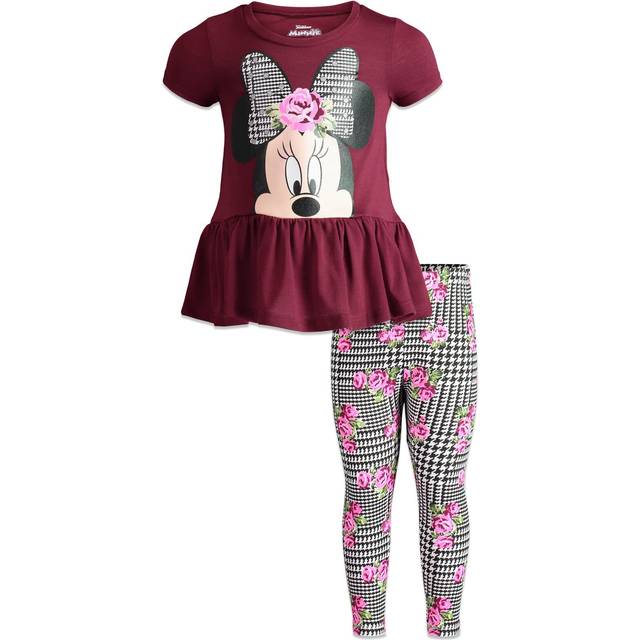Disney Minnie Mouse Little Girls Peplum T-Shirt and Leggings Outfit Se