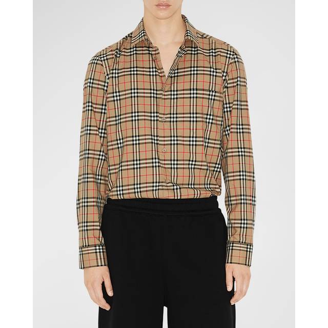 Burberry, Skjorta, Herr, M, Bomull, Vintage Rutig Skjorta - beige (M)