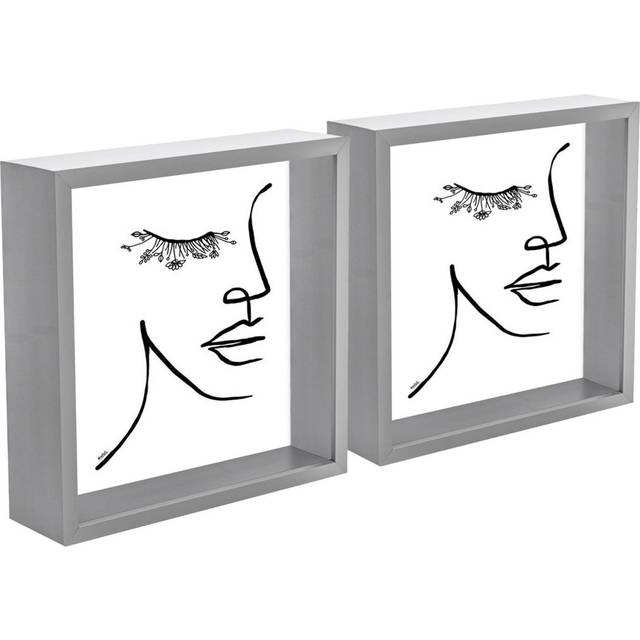 3D Deep Box Photo Frames - 8 x 8" - Pack of 2 - Grey - One Size