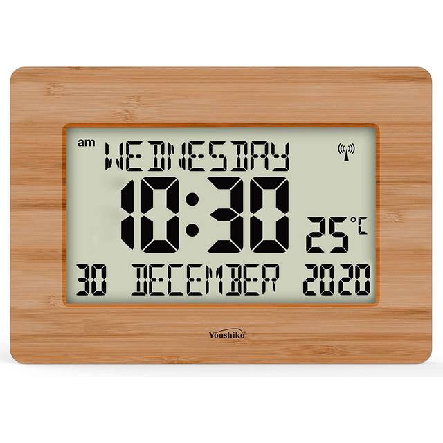 Radio Controlled Silent Large LCD Wall Clock (Offical UK Version) Auto Set Up with Day Date Month Helpful for DEMENTIA & ALZHEIMER SUFFERERS