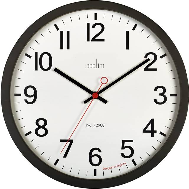 Acctim 36cm Kempston Energy-Efficient Metal Wall Clock - Black, Black