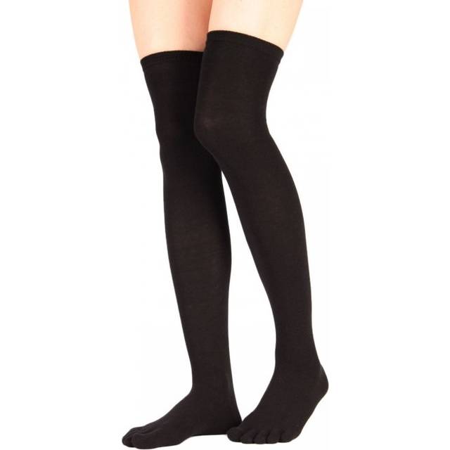 (Black) Essential Over-Knee Cotton Toe Socks
