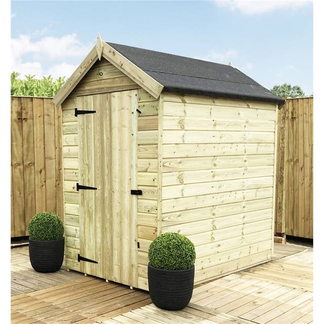 Kahwajian 5 ft. W x 5 ft. D Solid Wood Garden Shed - Natural (60cm W X 60cm D X 213.36cm H)