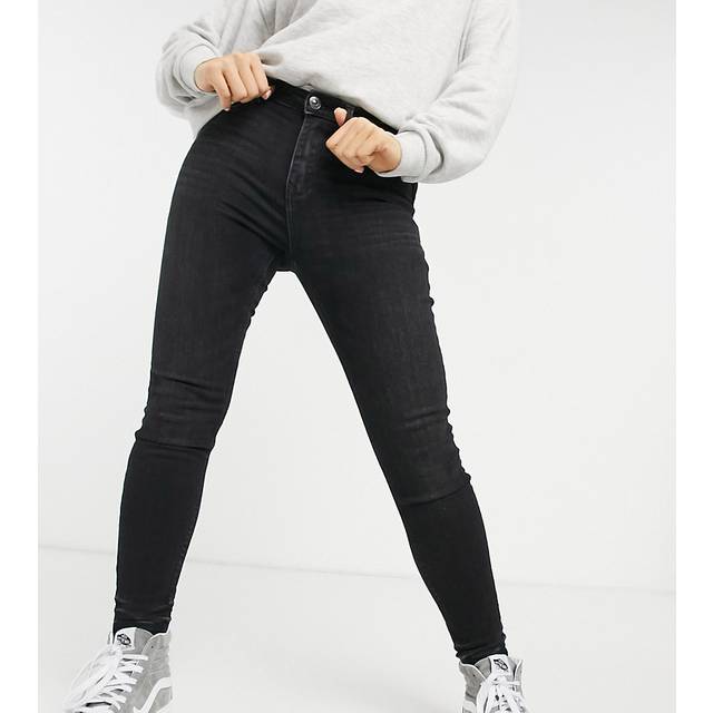 Stradivarius Regular waist skinny jeans BLACK DENIM RINSE WASH 4