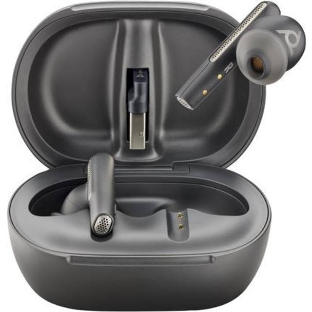 Poly Voyager Free 60+ UC Carbon Black Earbuds +BT700 USB-A Adapter +Touchscreen Charge Case 7Y8G3AA