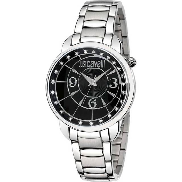 Womens Trendy Watch Silver Stainless Steel Bracelet Black Dial - Grey - One Size
