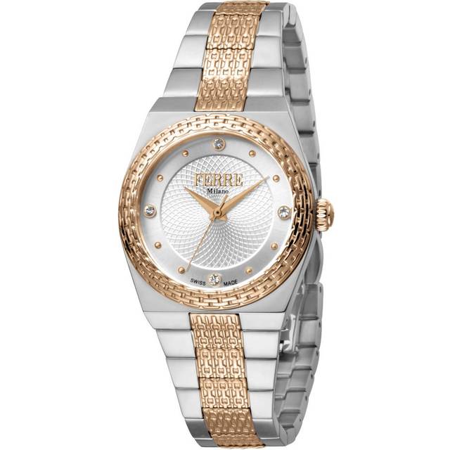 Ferre Milano Womens Ladies Silver Dial SS MB, Middle Link in RG Watch Stainless Steel - One Size